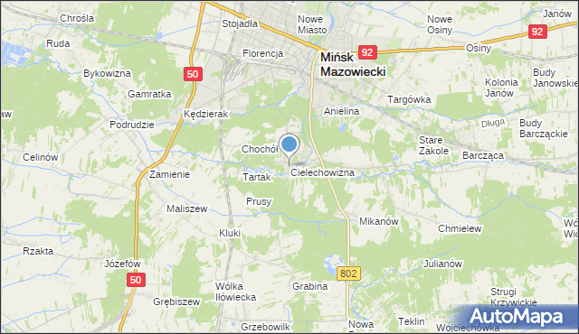 mapa Cielechowizna, Cielechowizna na mapie Targeo